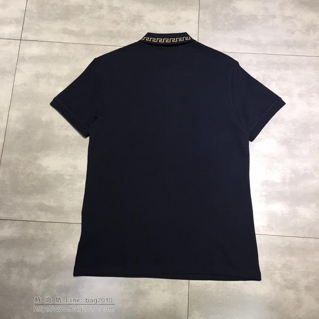 Versace短袖衣 19春夏新款 範思哲男士藏青色polo衫  tzy1881